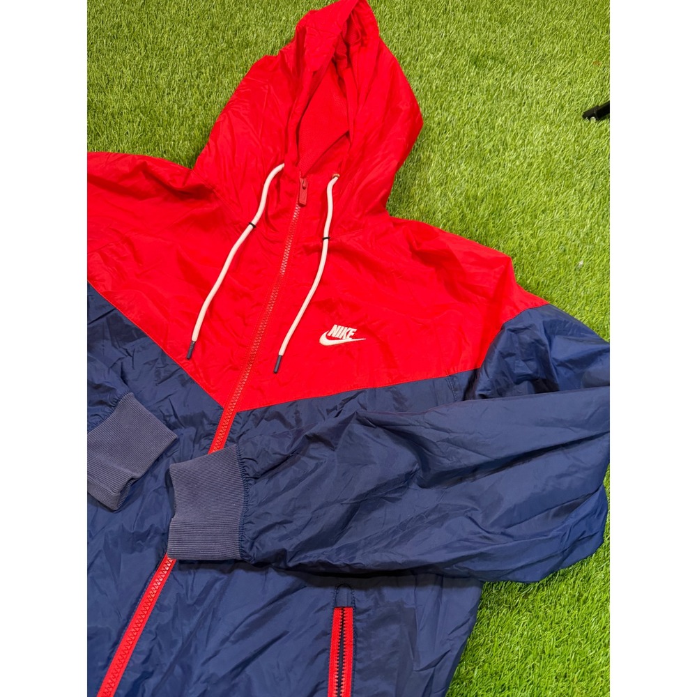 Nike Sportswear Windrunner Hooded Jacket Red Navy Blue AR2191-410 Mens Medium